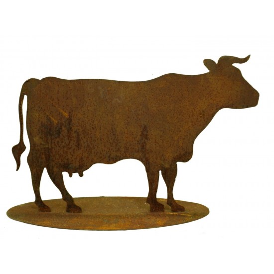 Rostige Kuh mittelgroß auf Platte 50 - 75 cm Edelrost Kuh Cow3P Cow2P Cow4P Cow5P