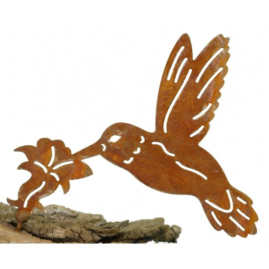 Metallsatz Kolibri als Baumstecker, zum Einschrauben in Holz, Höhe 16 cm Weichholz für tolle Gartenideen