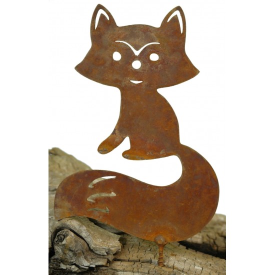 Metallsatz Fuchs als Baumstecker, zum Einschrauben in Holz, Höhe 16 cm Gartenstecker für Ihr Blumenbeet und Zaun