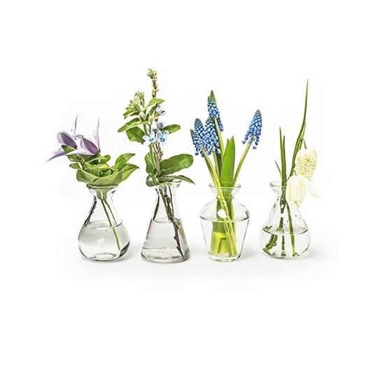 Glas Deko Vase Liberte` 4-fach sortiert, Höhe 10 cm Blumendeko von Metallmichl Edelrost