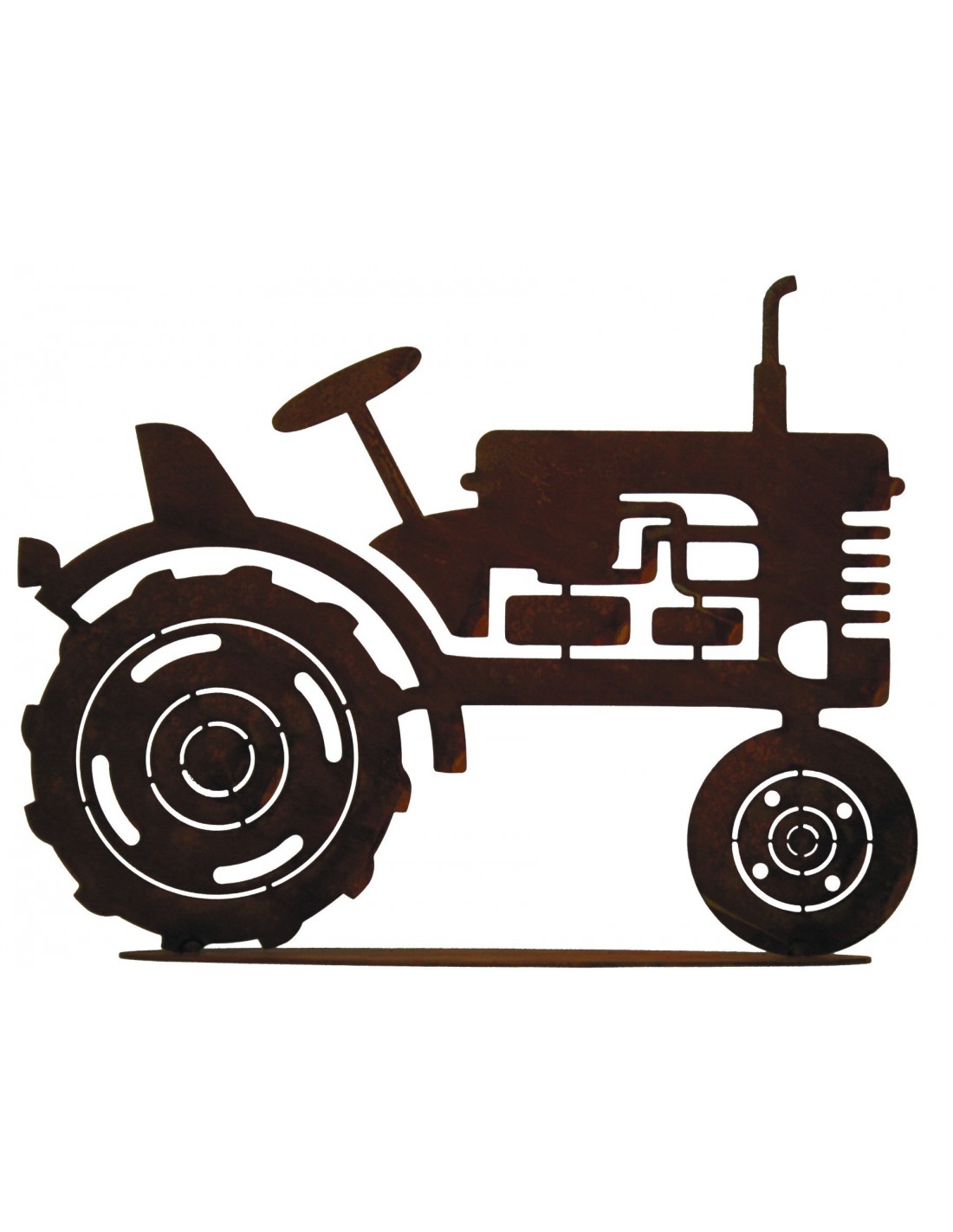 Edelrost Oldtimer Traktor auf Platte Höhe 20 cm