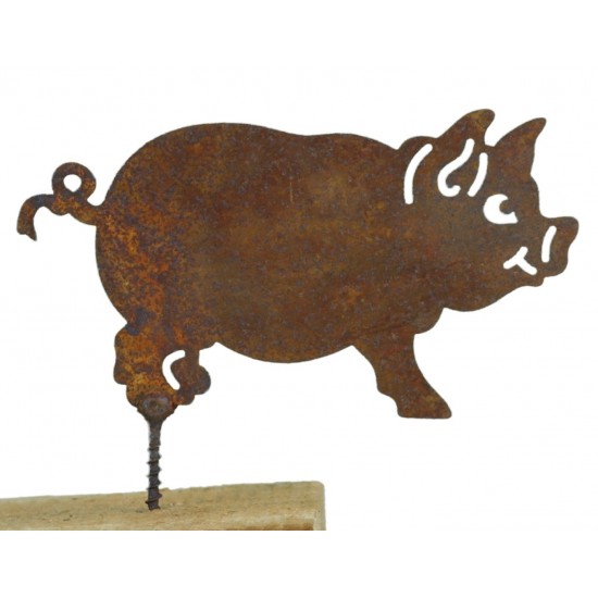 Rost Metallsatz Glücks Schwein als Baumstecker, Metallschraube, rostig Rostdeko Gartendeko 