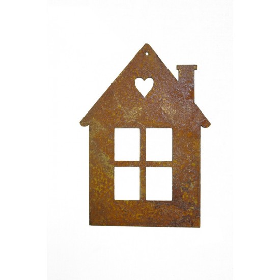 Wandbild Metall "kleines Haus mit Herz" - Cottage Deko, Metalldeko, Metallbild, Wohndeko, zum Hängen