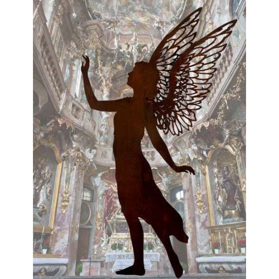 2 Meter Engelfigur Valerie - Flügeln doppelten Gartenengel Metall mit