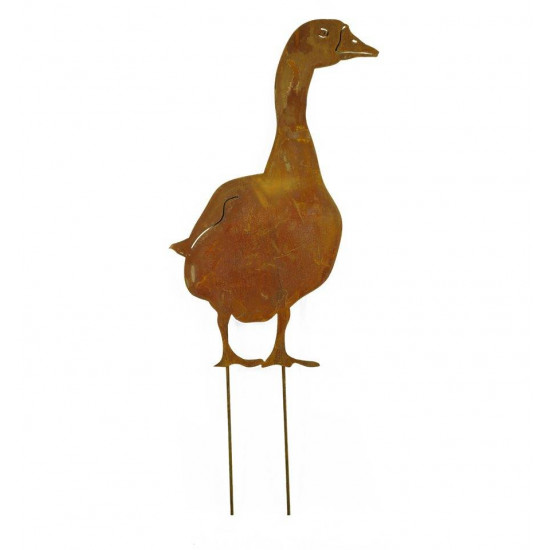 Enten und Gänse Gartenfigur Gans - stehend von vorne, Höhe 60 cm - Gartenstecker Ansicht von vorne mit kurzem Stab
Ganshöhe 60 c