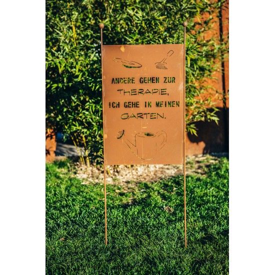 43+ Rostschilder mit spruch garten , Gartenstecker aus Metall mit Spruch Therapie Höhe 120 cm