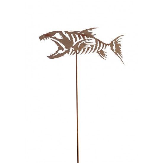 Skelettfisch Gartenstecker - Breite 42 cm