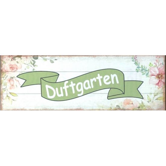 Start Metallschild „Duftgarten“ 30x10 cm 
Duftgarten
Höhe 10 cm
Breite 30 cm
Magnetisches Schild, farbig bedruckt
