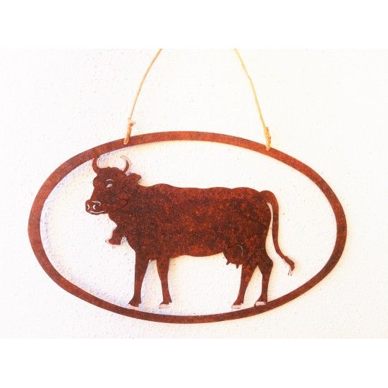 Deko zum Hängen Kuh zum Hängen mit Rahmen 25 cm 
Deko Kuh zum aufhängen und Einarbeiten in Kränze
Breite 25 cm