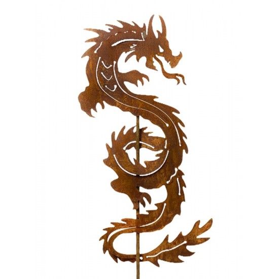 Hexen, Elfen, Drachen und Mystisches Chinesischer Drache als Gartenstecker - 60 cm Groß Der chinesische Drache umwickelt die Sta