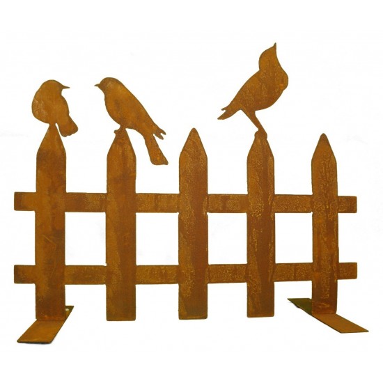 Edelrost Zaun mit Vögeln - atmosphärische Abtrennung für einen herrlichen Garten