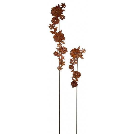 Blumen und Bäume Blütentraum - Blumenranke 6 Blüten als Gartenstecker - 180 cm hoch Gartenstecker mit Blüten und einem Goldpunkt