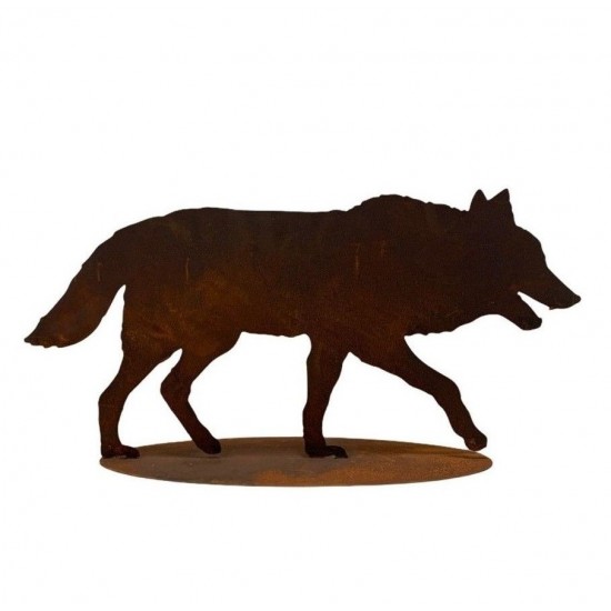 Fuchs und Wolf Gartenfigur - Böser Wolf 127 cm lang aus 2 mm Stahl Der böse Wolf aus dem Märchen des Rotkäppchens in lebensechte