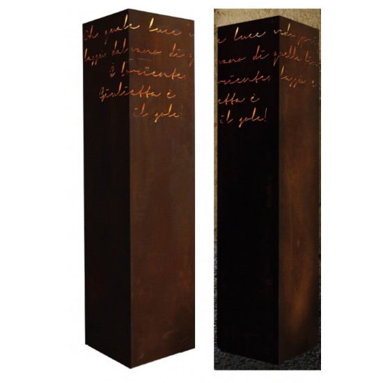 Skulpturen - Rostsäulen und Stelen Rostsäule Romance mit Spruch Höhe 90 cm - Rostsäule mit Spruch von Romeo und Julia 
Schöne r