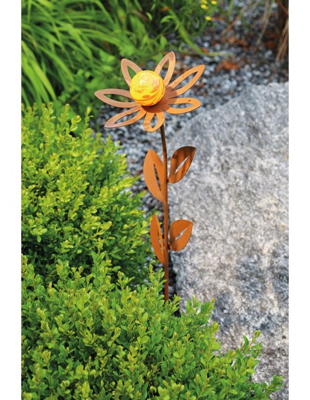 Edelrost Blume Anna - für Glaskugel - Höhe 77 cm