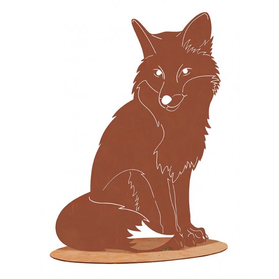 Fuchs sitzend auf Platte - Höhe 40 cm