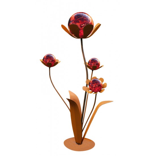 Glasblume Ferrum - Höhe 96 cm - Kugeln Rot