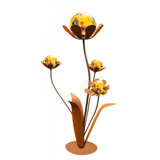 Glasblume Ferrum - Höhe 96 cm - Kugeln Gelb