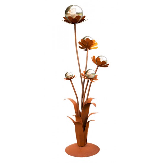 Glasblume Blumenzauber 1 - Höhe 165 cm - Edelstahlkugeln