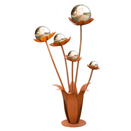 Glasblume Blumenzauber 2 - Höhe 120 cm - Edelstahlkugeln