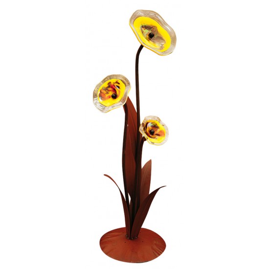 Glasblume - Alexandra - inkl. 3  gelben Blütentellern - Höhe 125 cm