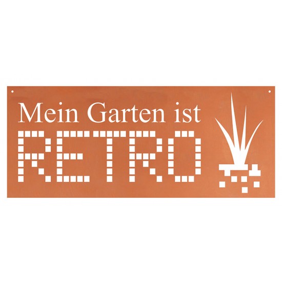 Gartenschild - Mein Garten ist RETRO - Breite 60 cm