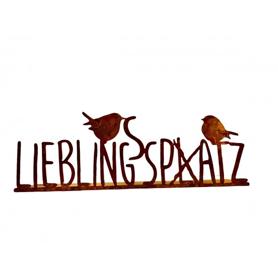 Schriftzüge Lieblingsspatz oder Lieblingsplatz - Schriftzug auf Platte - Breite 65 cm Lustige Analogie zum beliebten "Lieblingsp