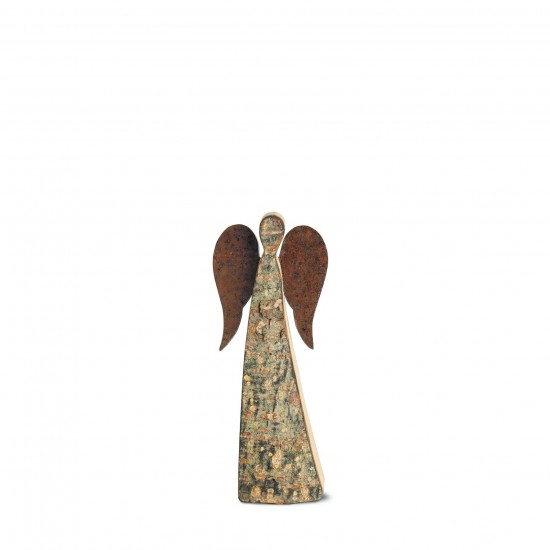 12 cm Rindenengel - Adad - mit rostigen Flügeln