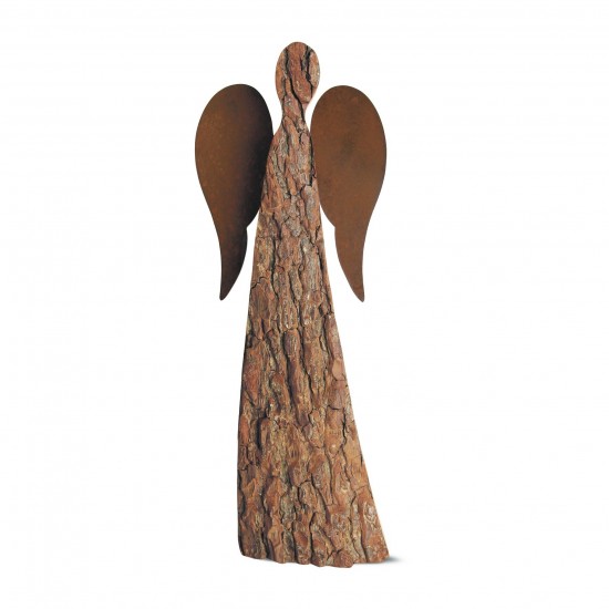50 cm Rindenengel - Adad - mit rostigen Flügeln