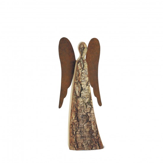 30 cm Rindenengel -Achaiah- mit rostigen Flügeln