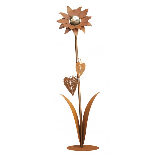 Kleine Glasblume - Sonnenblume - Höhe 112 cm - Edelstahlkugel