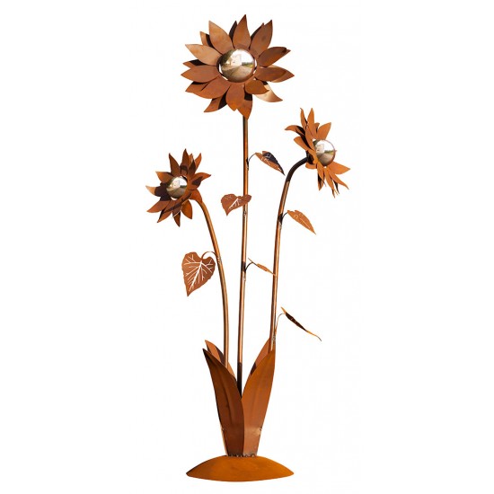 Große Glasblume - Sonnenblume - Höhe 165 cm - Edelstahlkugeln