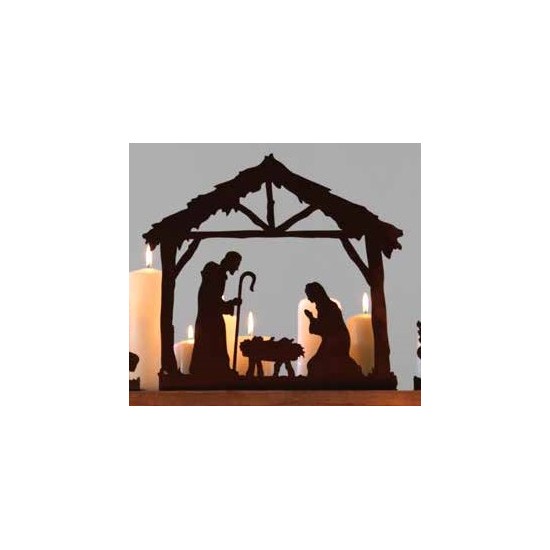 Weihnachtsdeko Krippenszene mitte, heilige Familie , eckige Platte, Figurenhöhe Josef  17 cm 
Krippenszene Mitte, heilige Famil