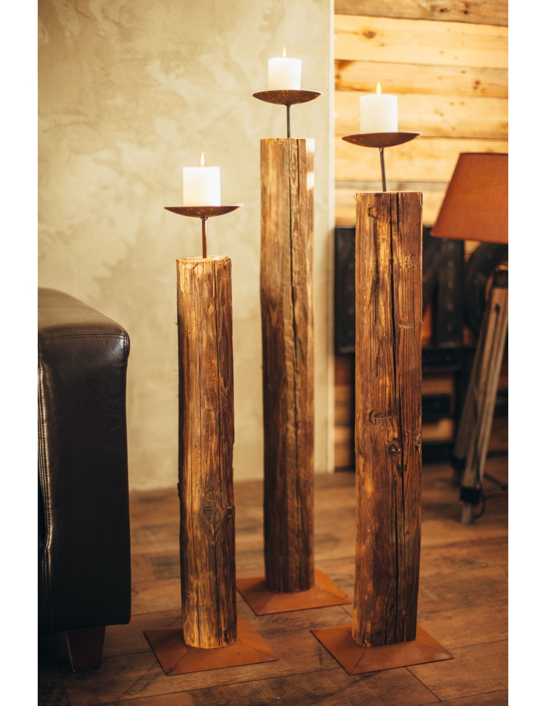 Altholz Kerzenständer- große Variante zwischen 105-115 cm hoch - Ø 15 cm