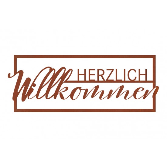 Modernes Metallschild - Herzlich Willkommen - Breite 53 cm