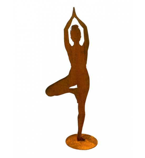 Yoga Deko - Figuren und Statuen mit Yoga und Meditation Positionen Yoga Mädel - Eva - mittel - Baum Pose - auf Platte - Höhe 135