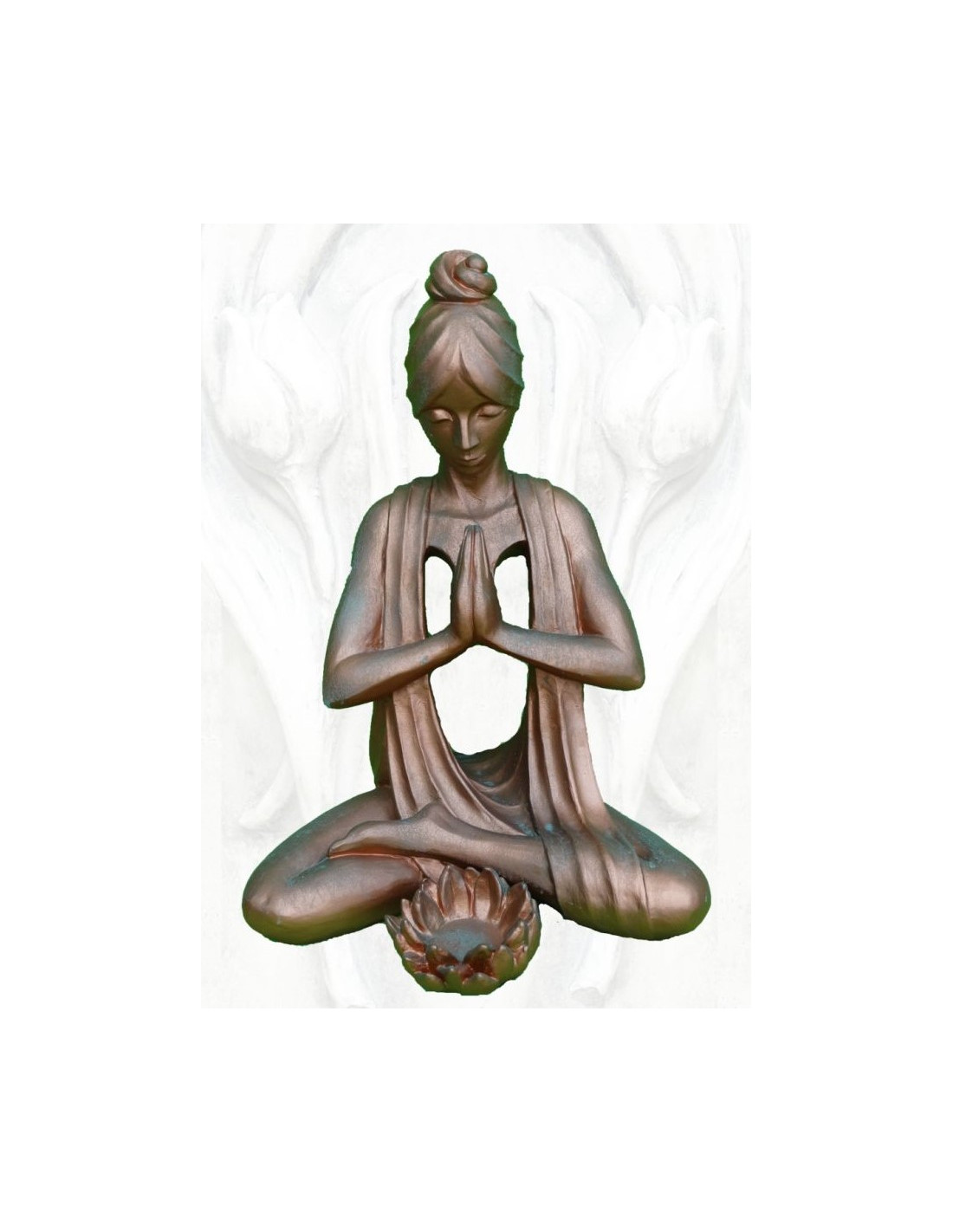mit Spirit - Yoga Steinfigur 61 2 cm - - - Kupfereffekt Frau Figur Höhe teilig