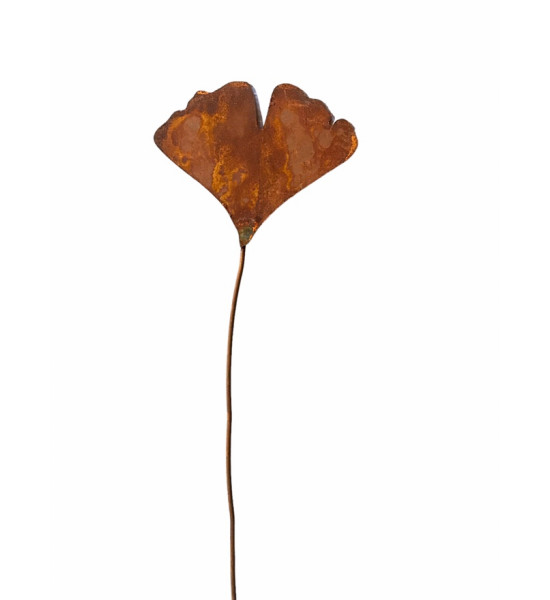 Blumen und Bäume Ginkgo Blatt als Gartenstecker - geschwungener Draht - Gesamthöhe 47 cm - Breite 13,5 cm - klein 