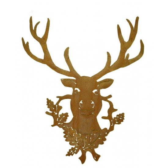 Rostige Hirschtrophäe 50 x 60 cm Wandbild Hirsch aus rostigem Metall