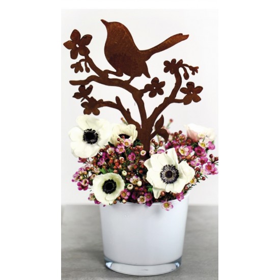 Vögel mit Blüten, auch für Blumenkästen